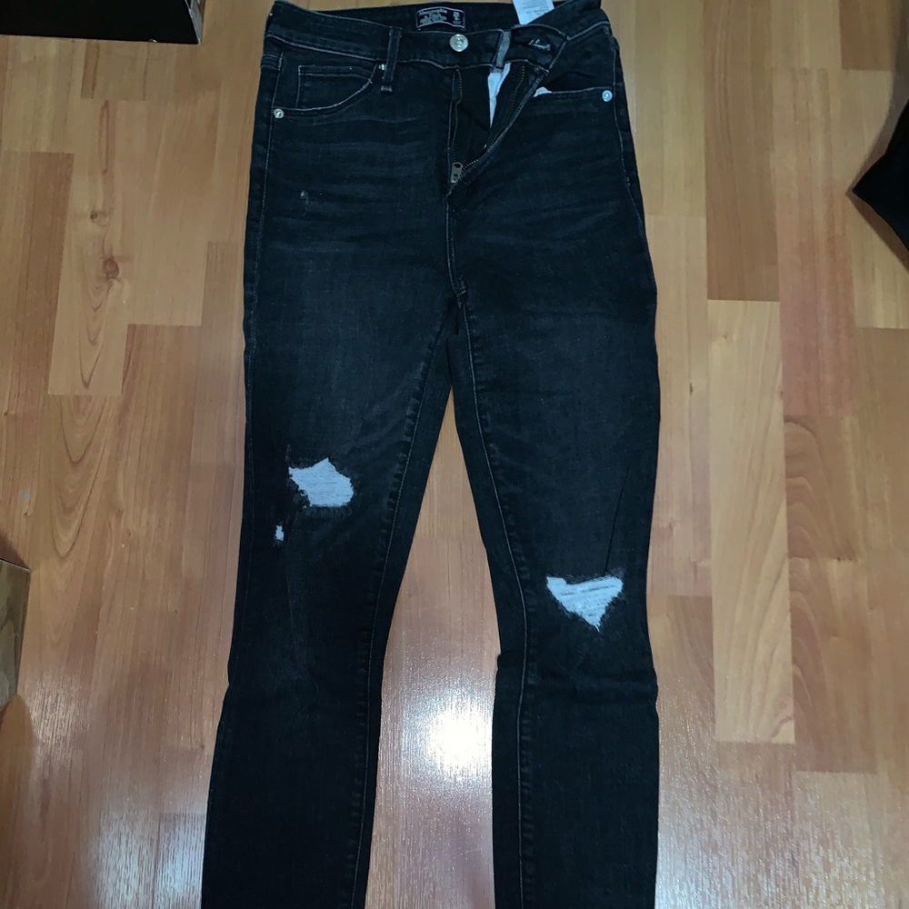 black high waisted distressed jeans